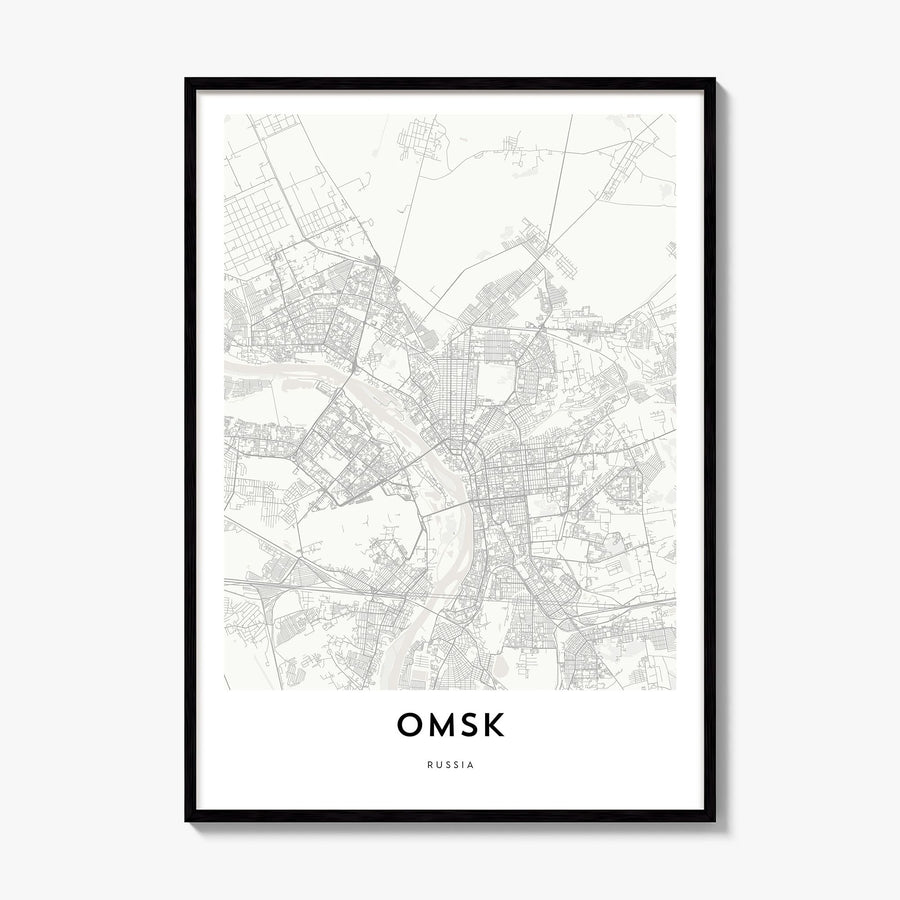 Omsk Map Poster, framed poster mockup
