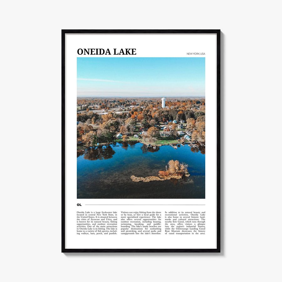 Oneida Lake colorful travel poster of New York, USA – vertical wall art, unframed print shown in interior mockup