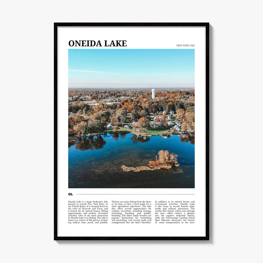 Oneida Lake Travel Poster, framed poster mockup