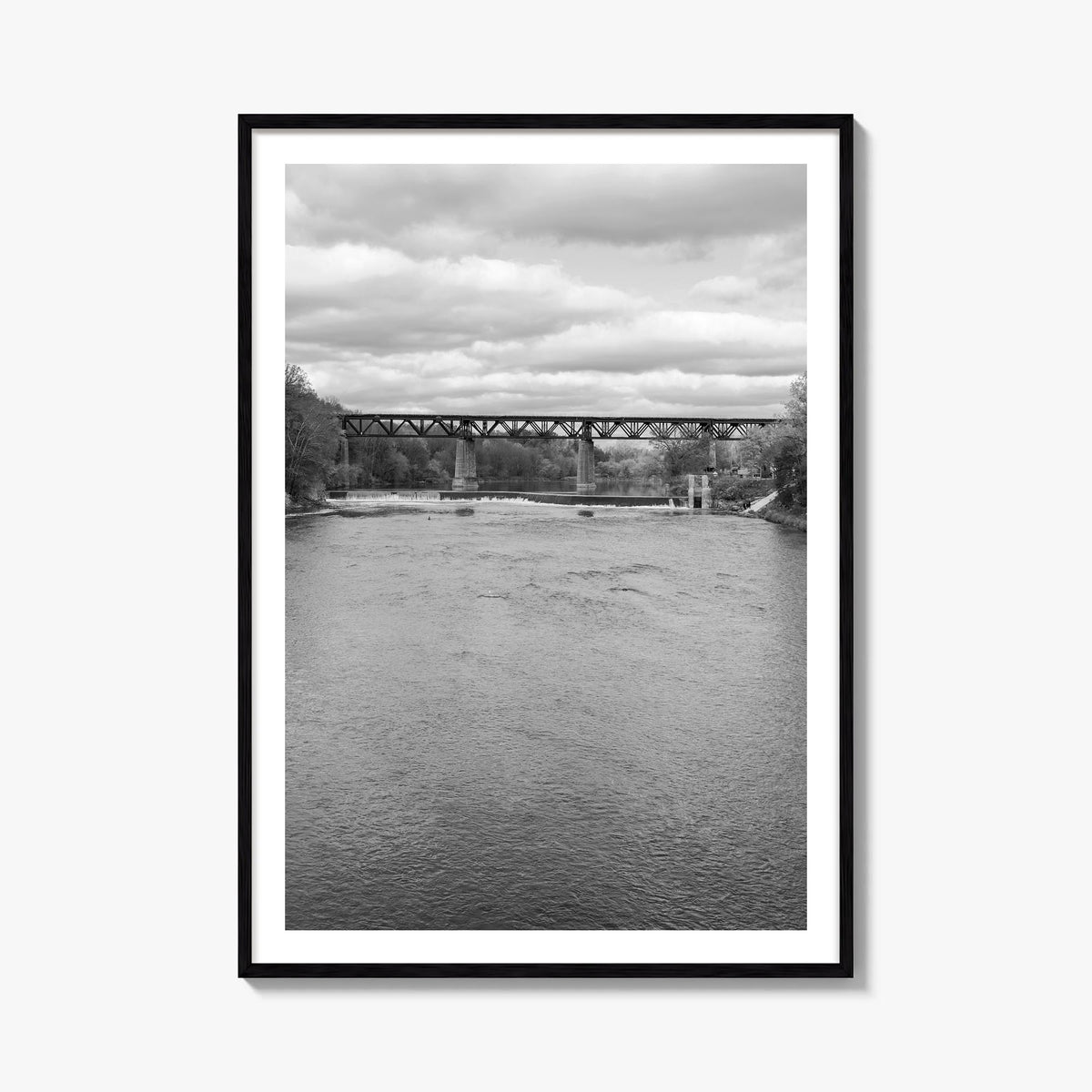 Ontario black & white photo poster of Canada – vertical wall art, unframed print shown in interior mockup
