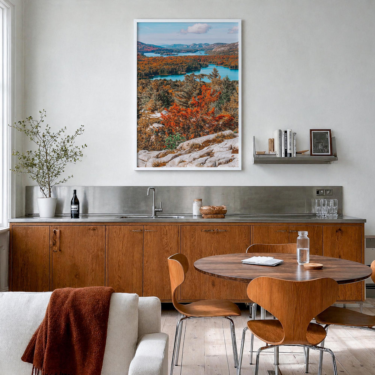 Ontario colorful photo poster of Canada – vertical wall art in white wood frame, hanging on wall