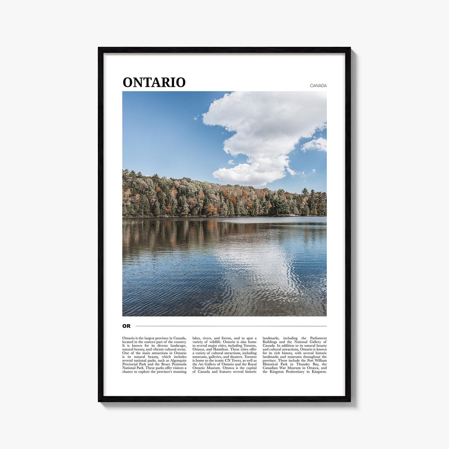 Ontario colorful travel poster of Canada – vertical wall art, unframed print shown in interior mockup