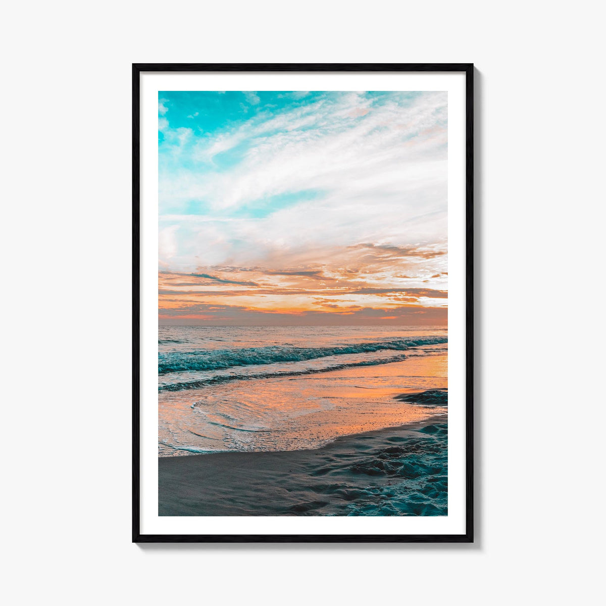 Orange Beach colorful photo poster of Alabama, USA – vertical wall art, unframed print shown in interior mockup