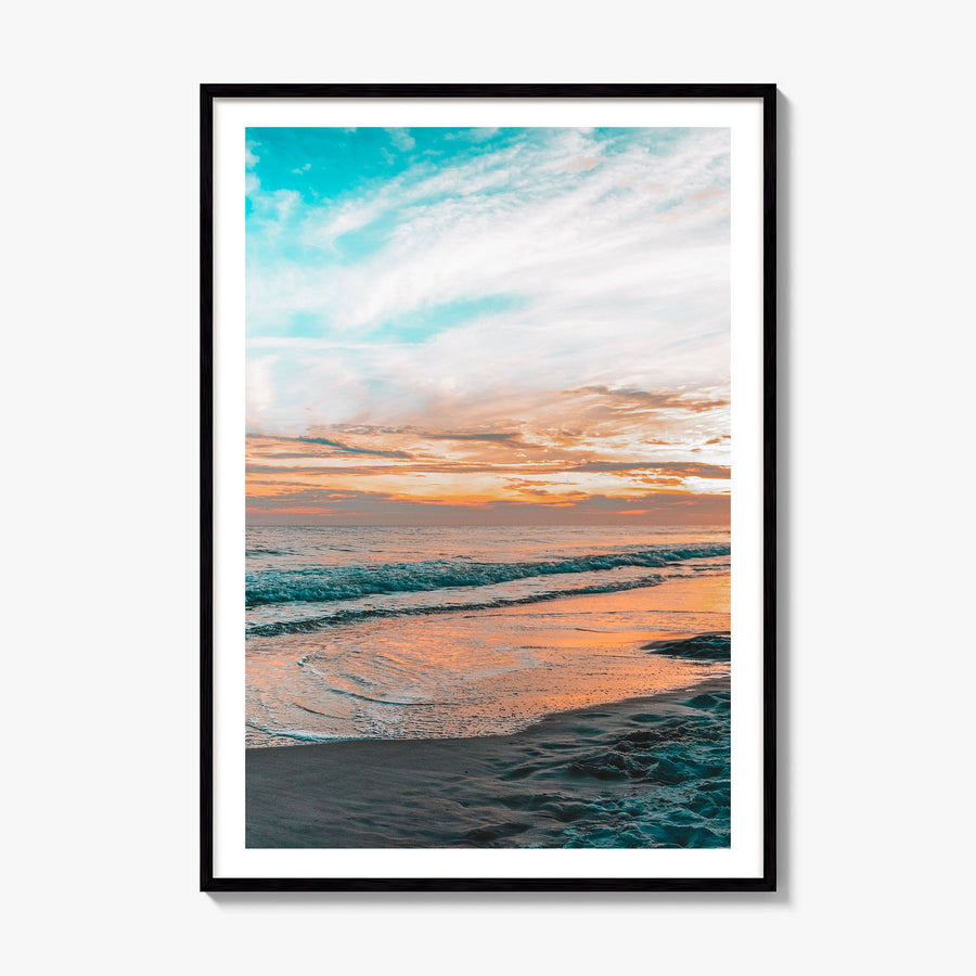Orange Beach Photo Poster, framed poster mockup, white border