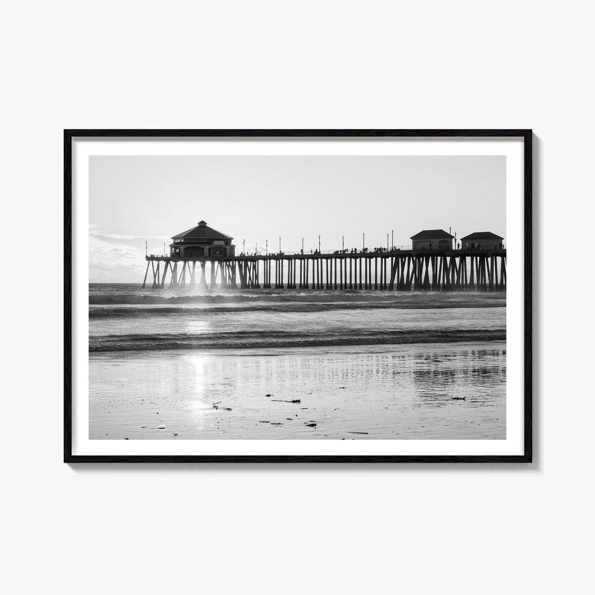 Orange County black & white photo poster of California, USA – horizontal wall art, unframed print shown in interior mockup