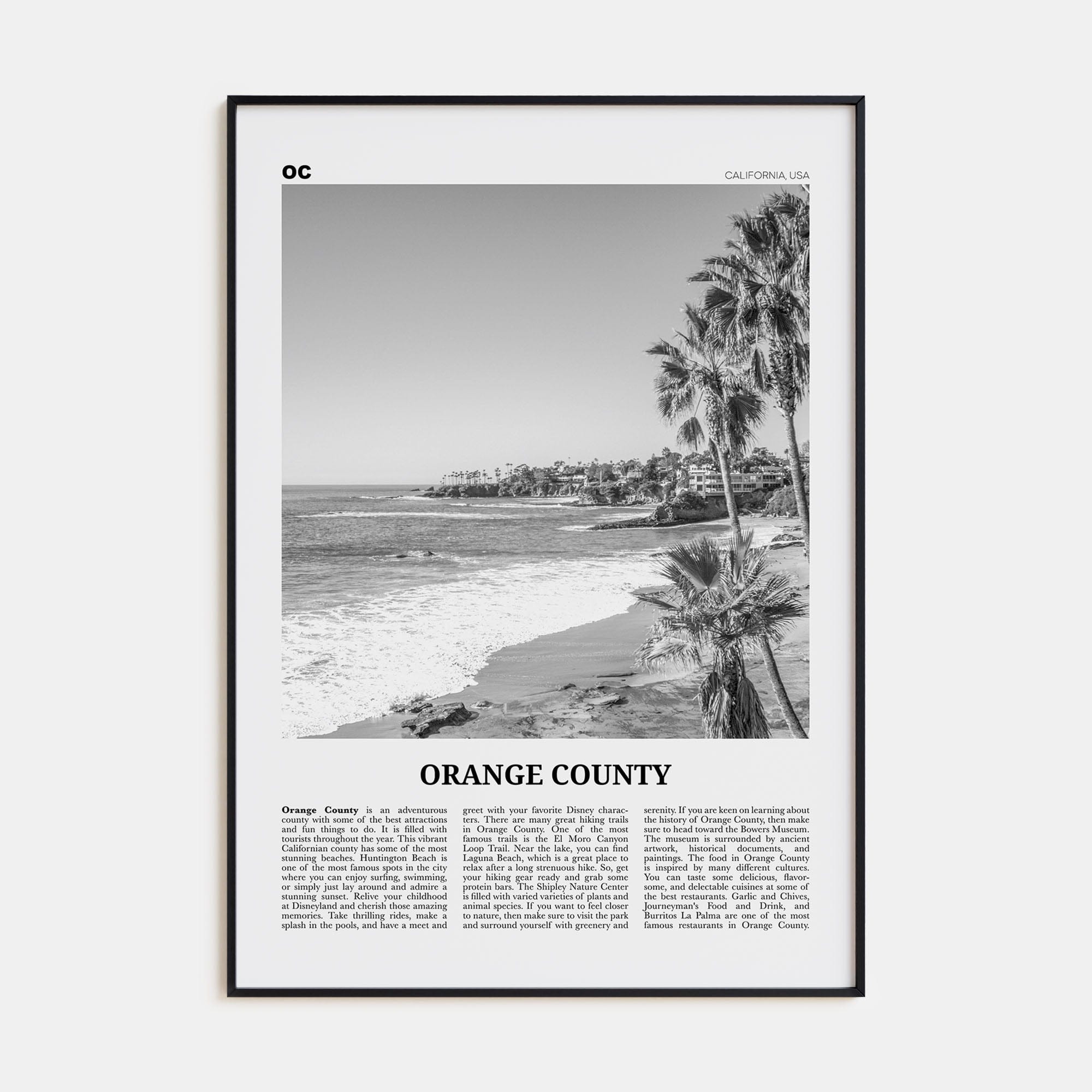 Orange County No 1 Poster None / 8x12 in Nbourhood Travel B&W Poster