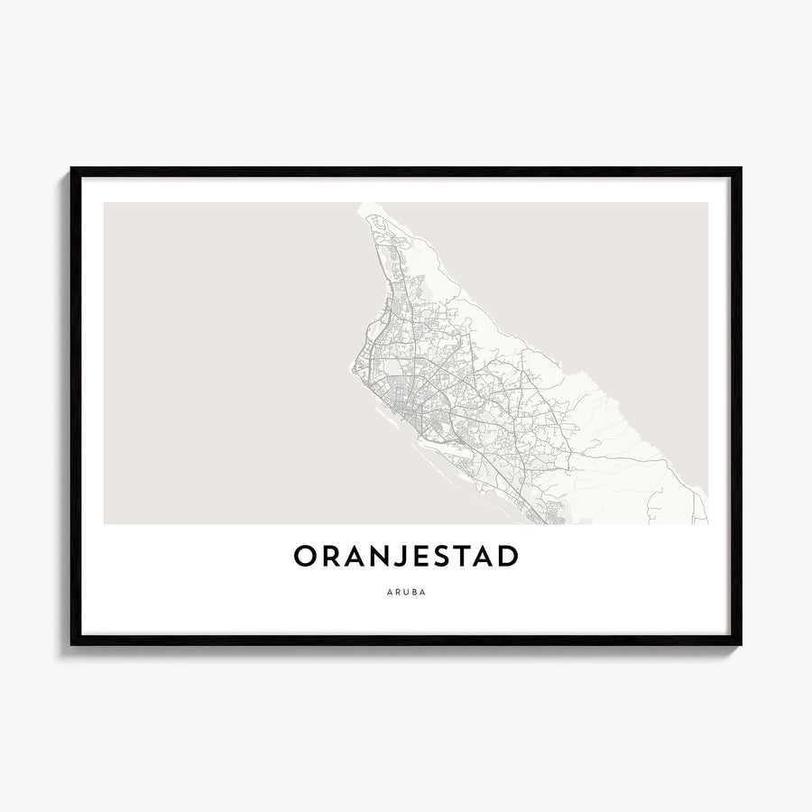 Oranjestad Map Poster, framed poster mockup