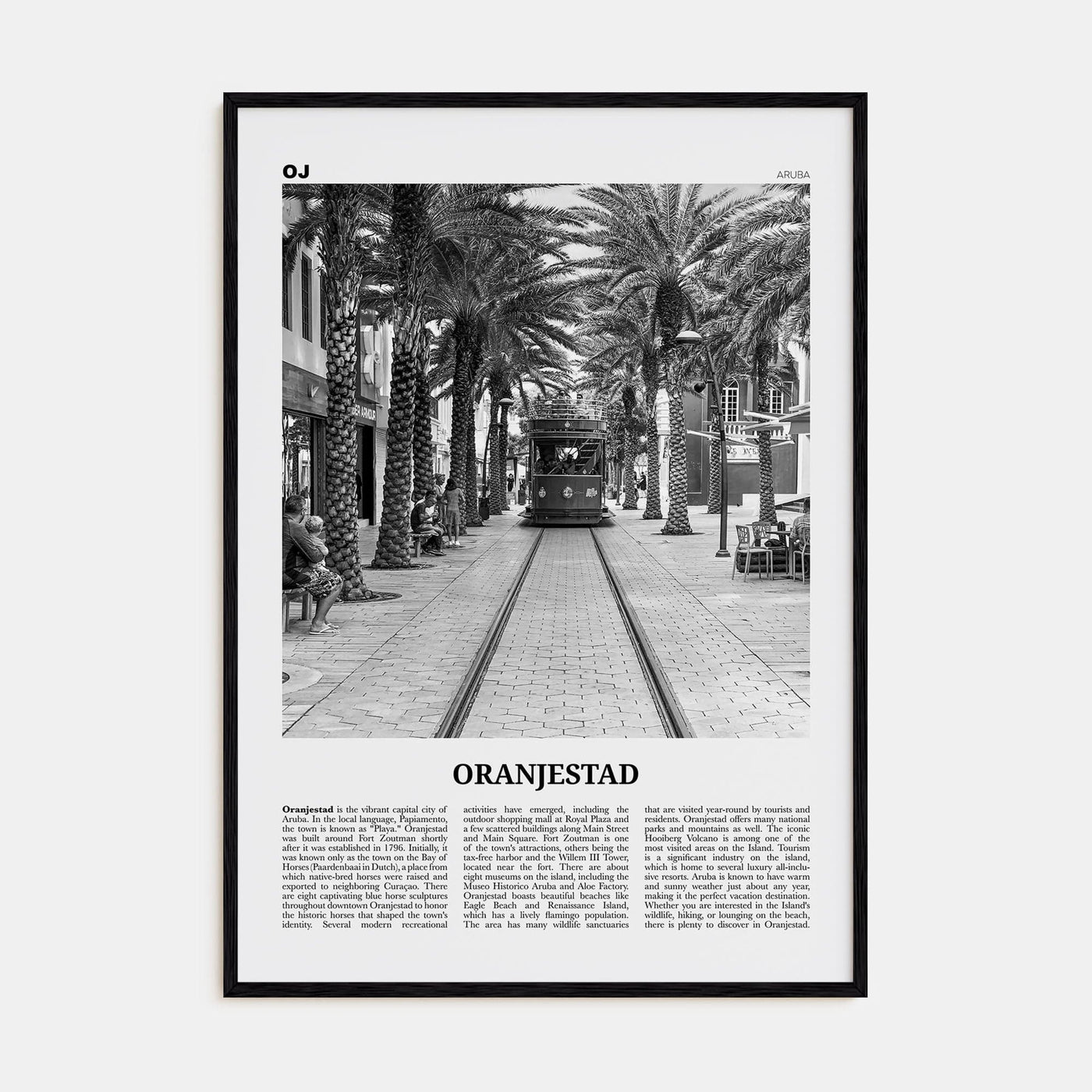 Oranjestad Poster Black Wood / 8x12 in Nbourhood Travel B&W Poster