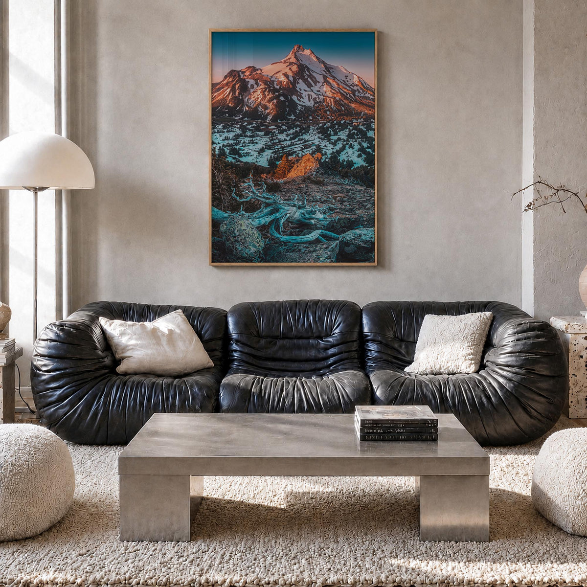 Oregon no. 1 colorful photo poster of United States – vertical wall art in natural wood frame, hanging on wall
