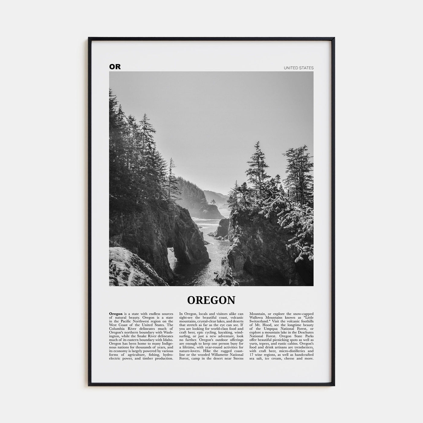 Oregon No 1 Poster None / 8x12 in Nbourhood Travel B&W Poster