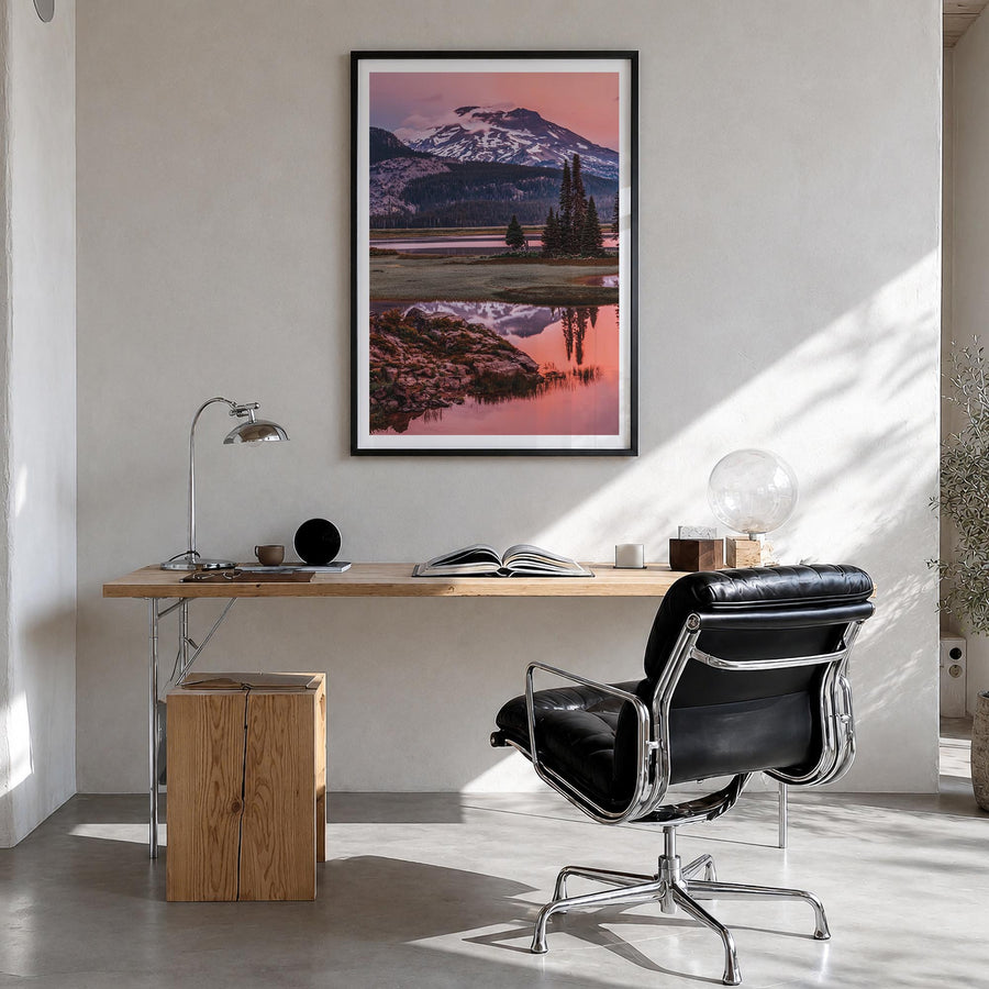 Oregon no. 2 colorful photo poster of United States – vertical wall art in black wood frame with white border, hanging on wal