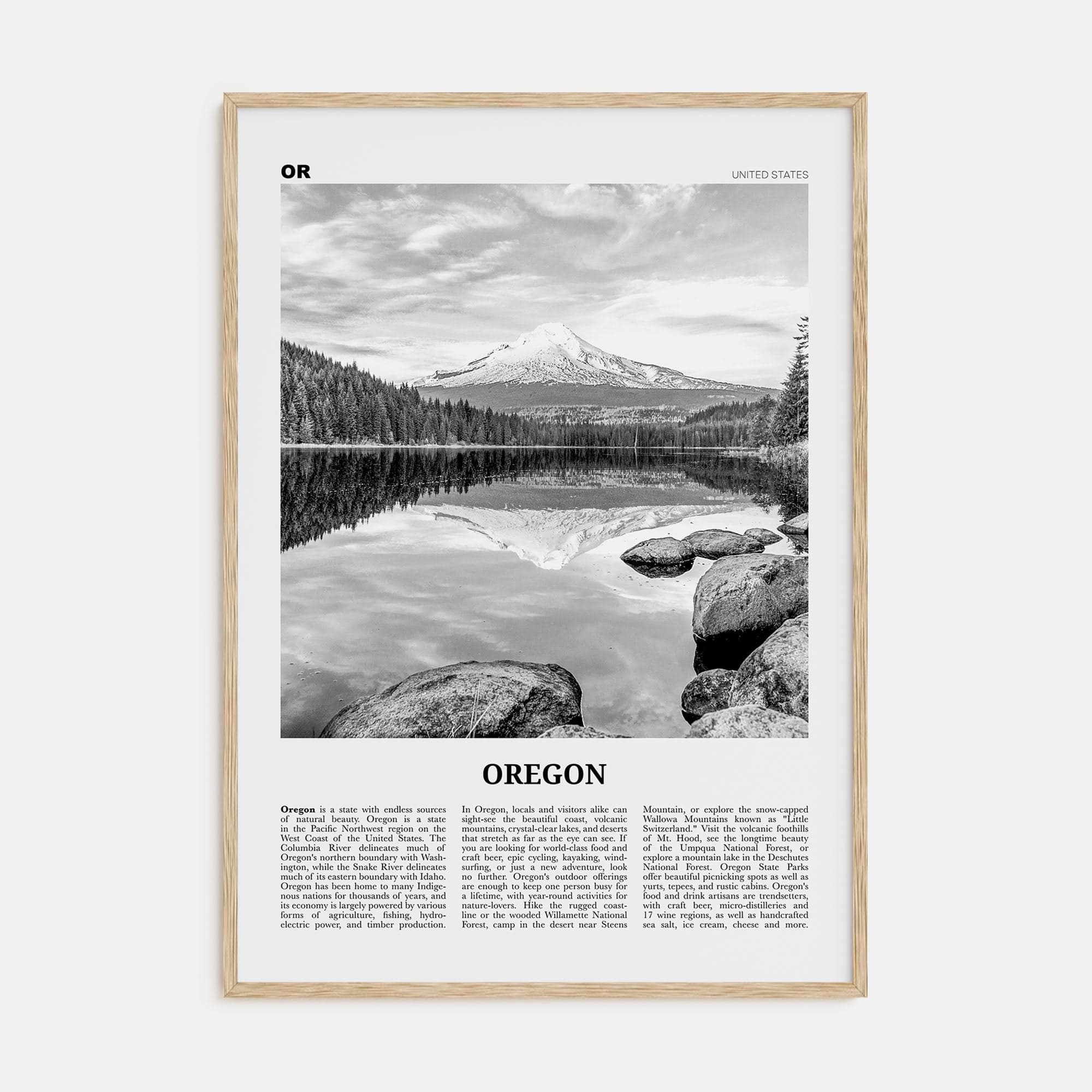 Oregon No 2 Poster Natural Wood / 8x12 in Nbourhood Travel B&W Poster