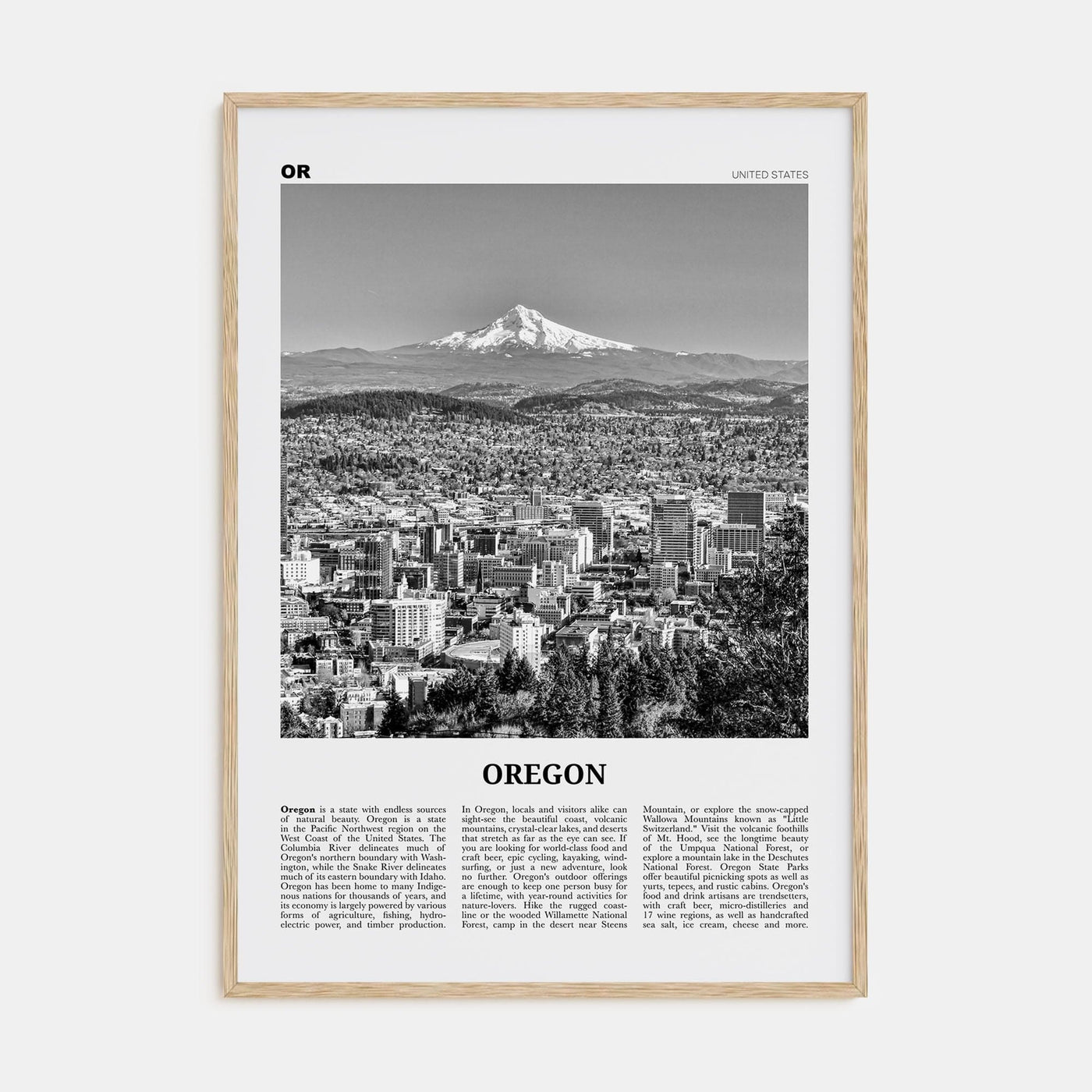 Oregon No 4 Poster Natural Wood / 8x12 in Nbourhood Travel B&W Poster