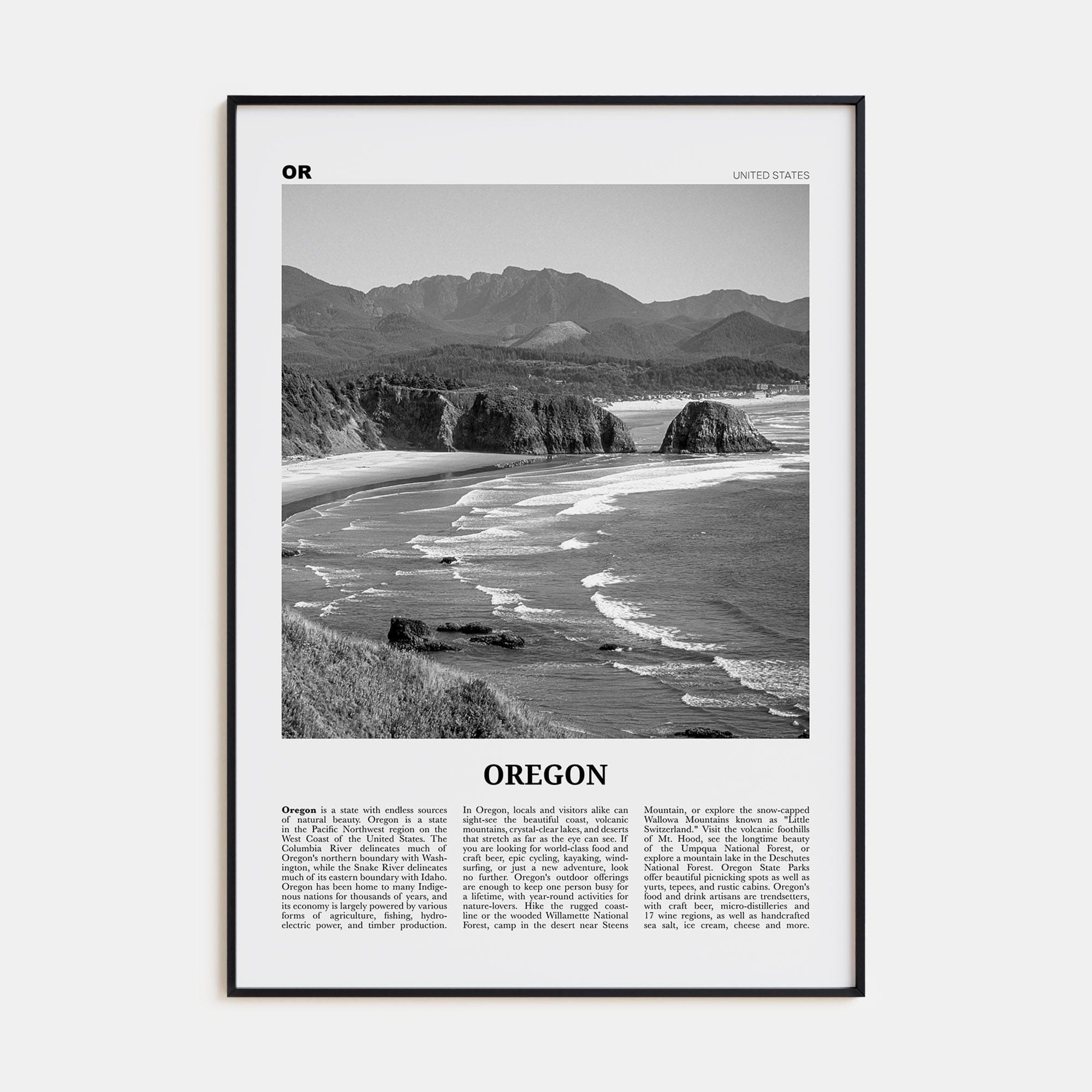 Oregon No 5 Poster None / 8x12 in Nbourhood Travel B&W Poster