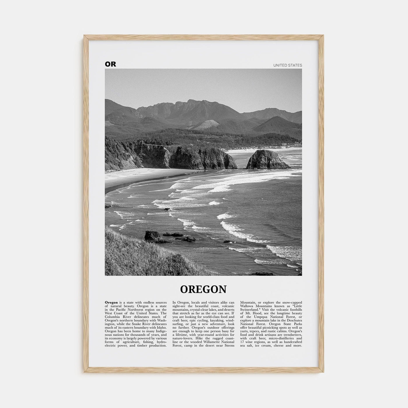 Oregon No 5 Poster Natural Wood / 8x12 in Nbourhood Travel B&W Poster