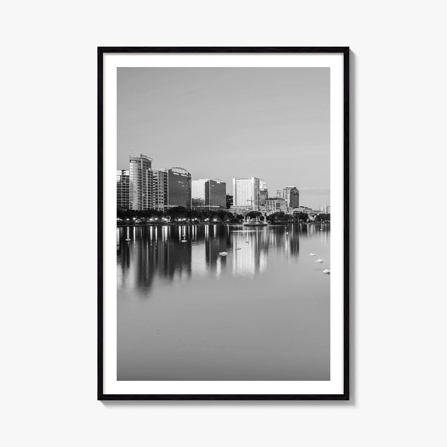 Orlando no. 1 black & white photo poster of Florida, USA – vertical wall art, unframed print shown in interior mockup