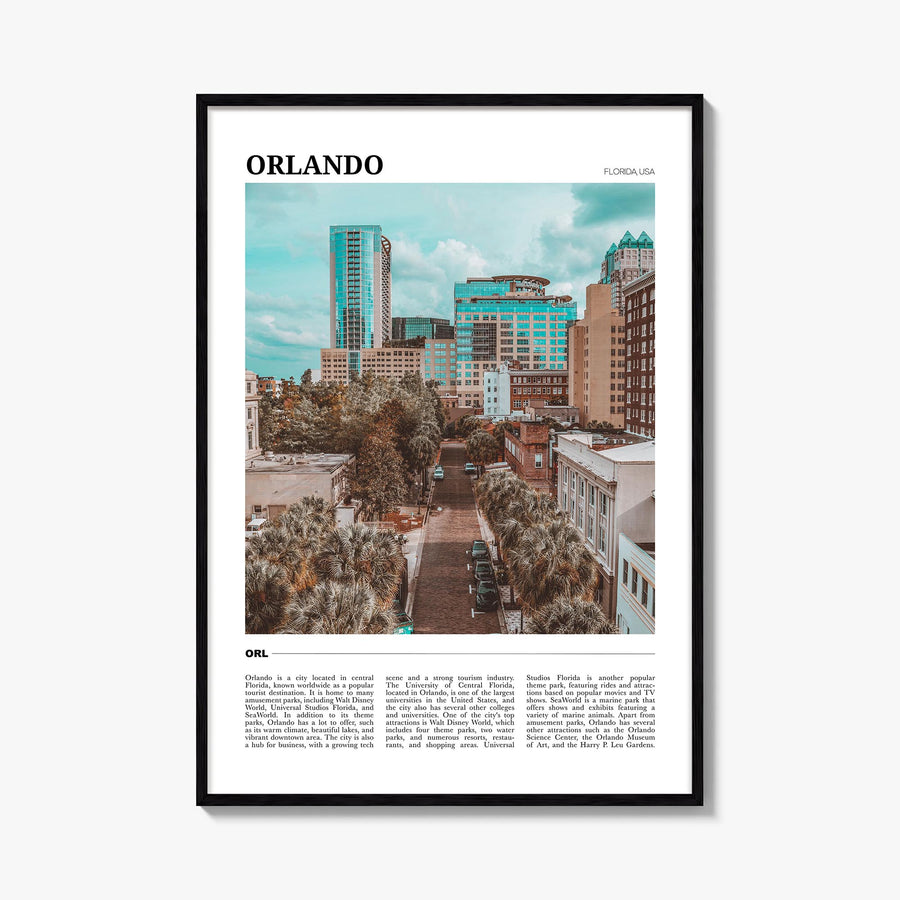 Orlando no. 1 colorful travel poster of Florida, USA – vertical wall art, unframed print shown in interior mockup
