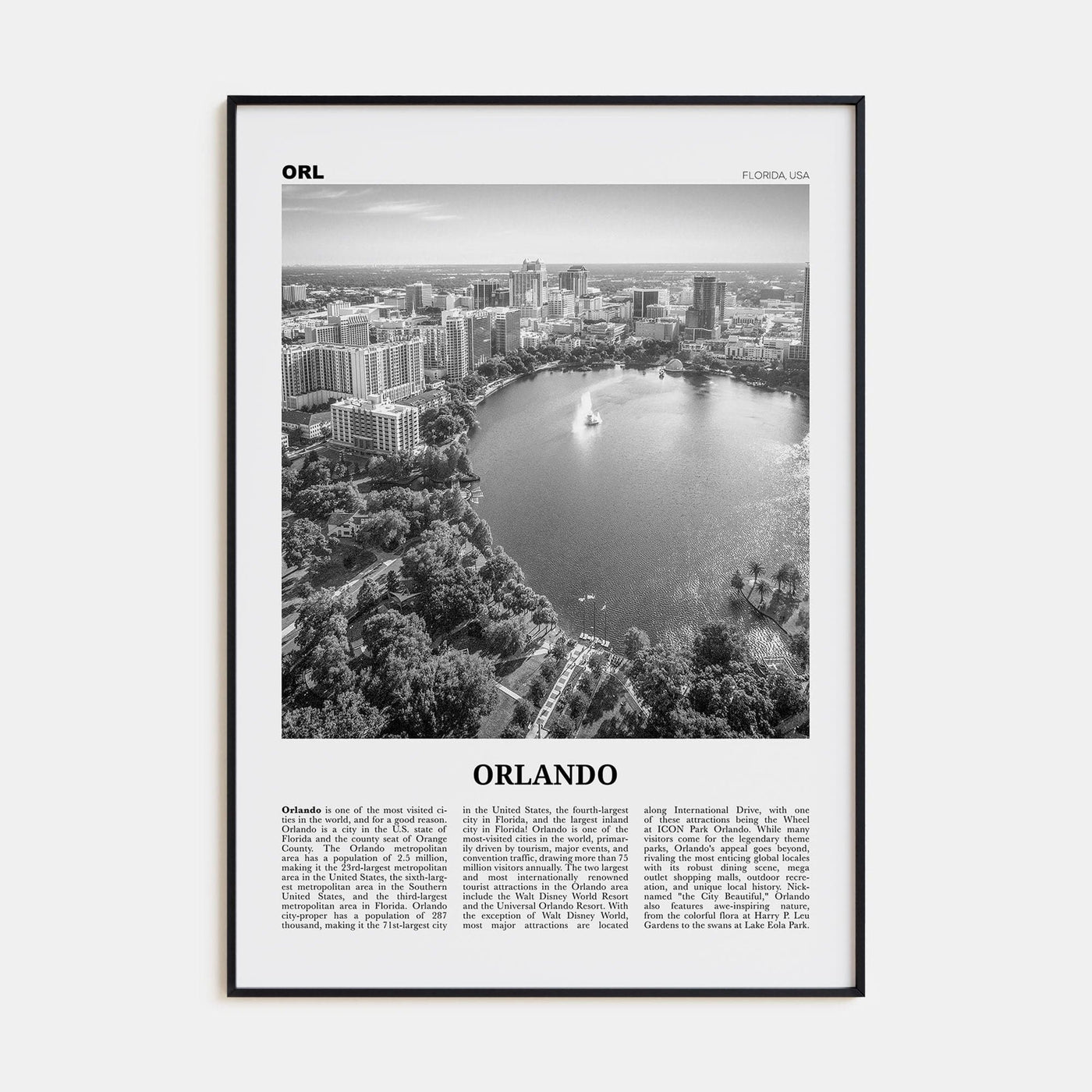 Orlando No 1 Poster None / 8x12 in Nbourhood Travel B&W Poster