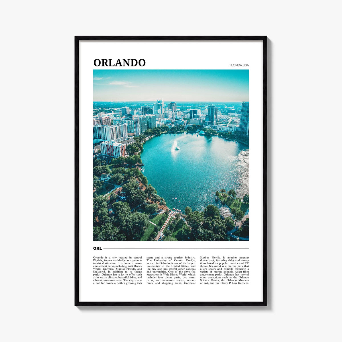 Orlando no. 2 colorful travel poster of Florida, USA – vertical wall art, unframed print shown in interior mockup
