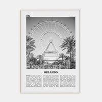 Orlando No 2 Poster White Wood / 8x12 in Nbourhood Travel B&W Poster