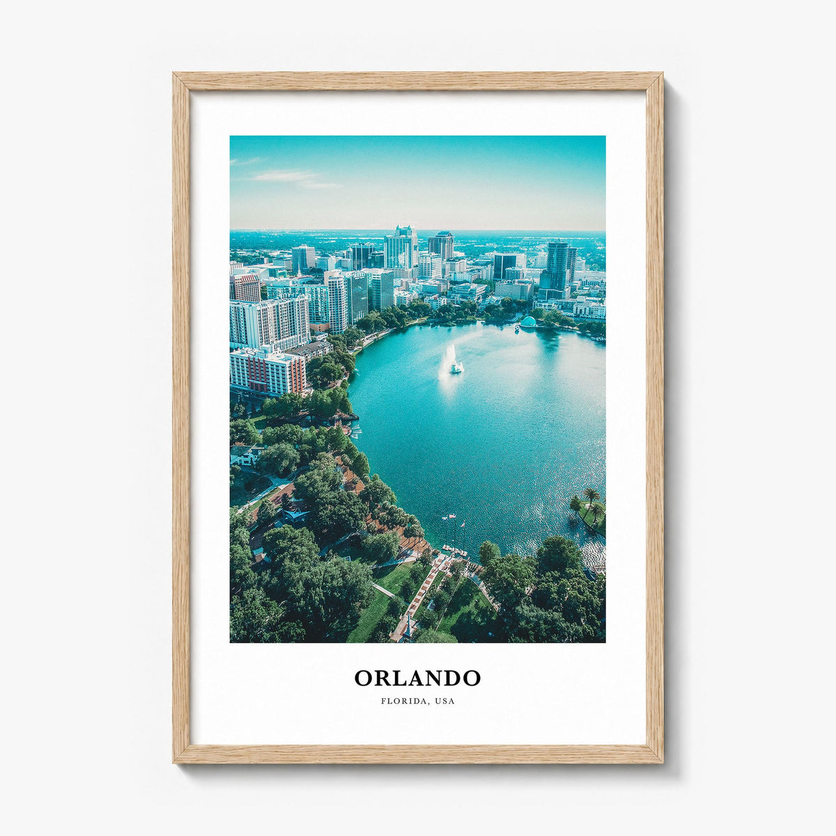 Orlando Classic No 2 Poster in a natural wood frame