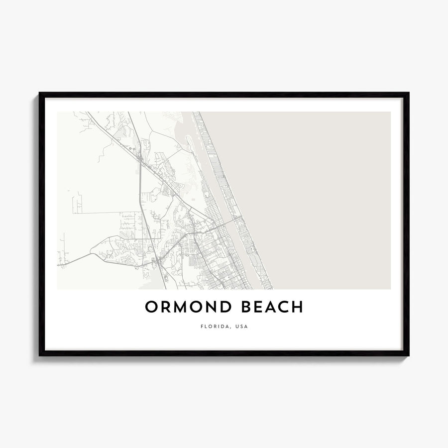 Ormond Beach Map Poster, framed poster mockup