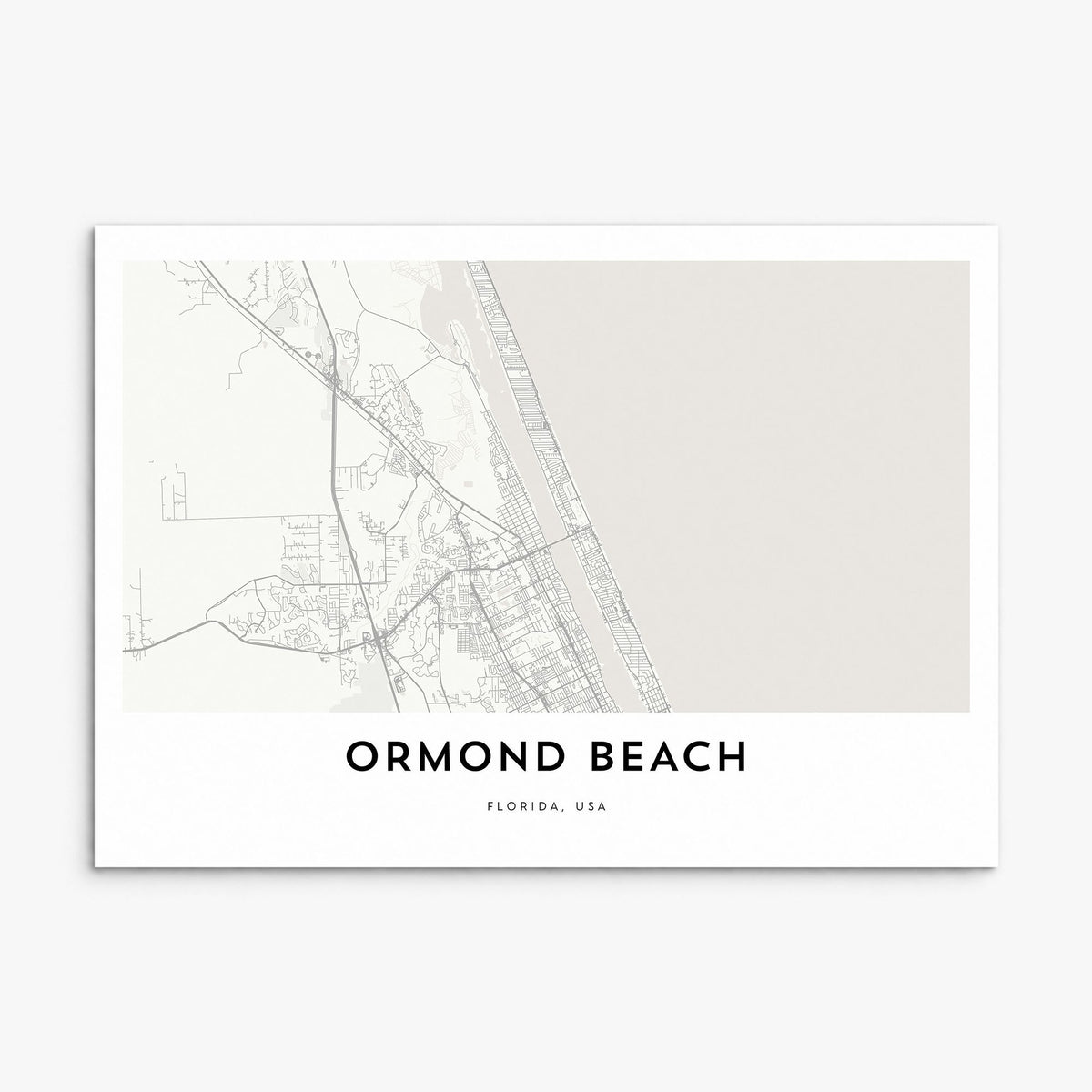 Ormond Beach Map Poster, print only (unframed)