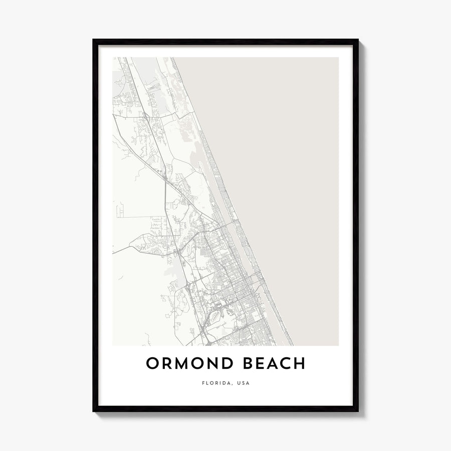 Ormond Beach Map Poster, framed poster mockup