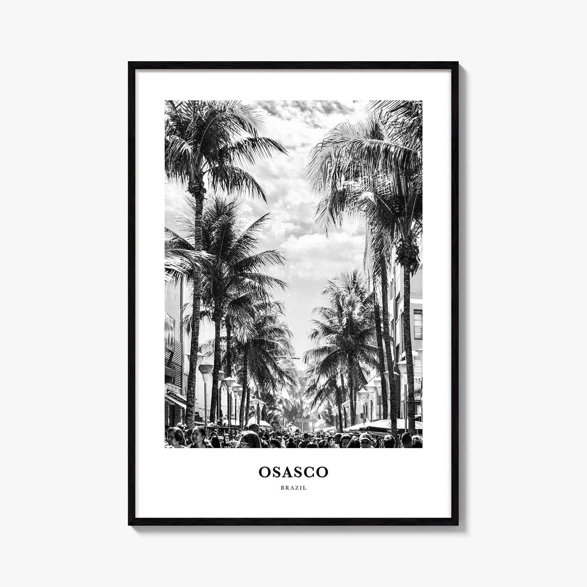 Osasco black & white classic poster of Brazil – vertical wall art, unframed print shown in interior mockup