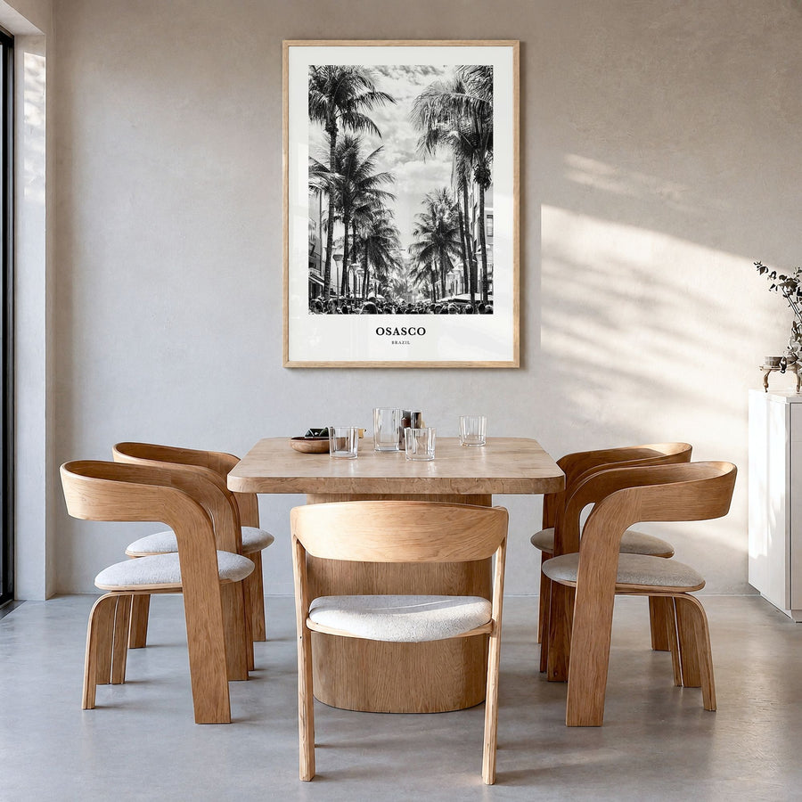 Osasco Classic Poster in a natural wood frame, hanging in a dining room