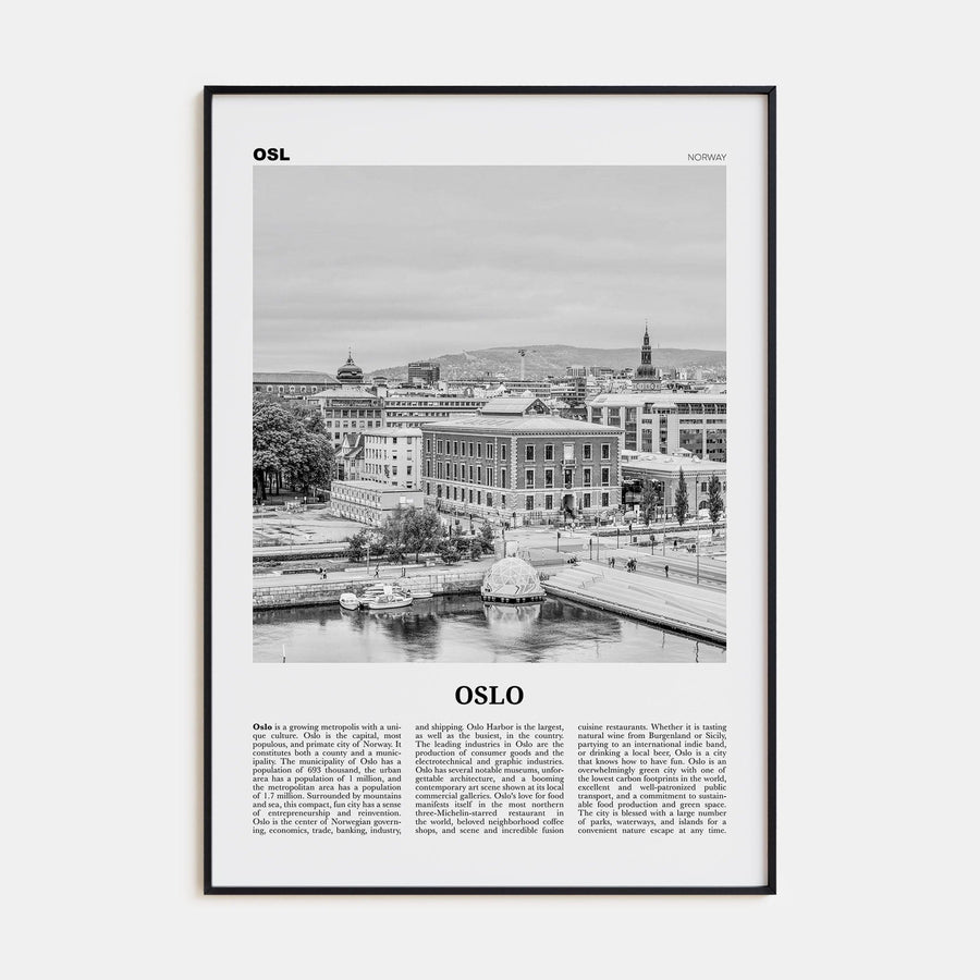 Oslo No 1 Poster None / 8x12 in Nbourhood Travel B&W Poster