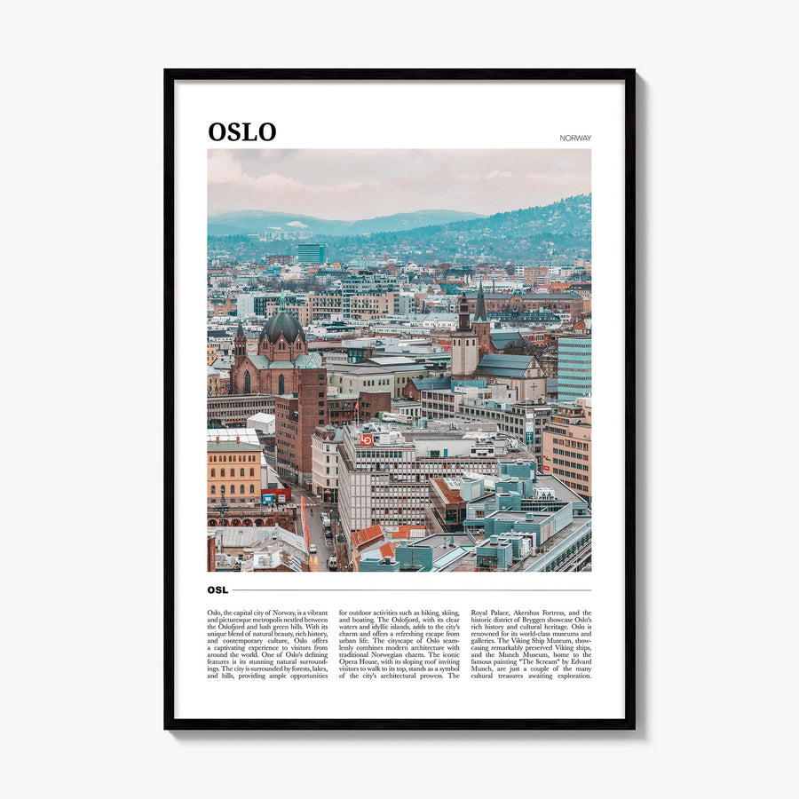 Oslo Travel Poster, framed poster mockup
