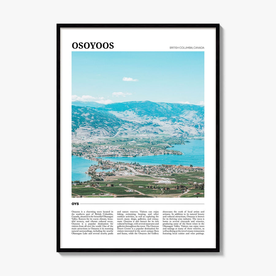 Osoyoos Travel Poster, framed poster mockup