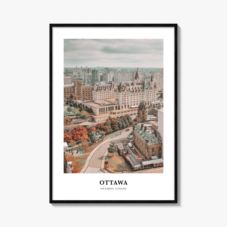 Ottawa colorful classic poster of Ontario, Canada – vertical wall art, unframed print shown in interior mockup