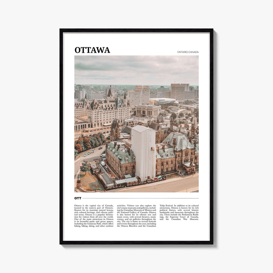 Ottawa colorful travel poster of Ontario, Canada – vertical wall art, unframed print shown in interior mockup