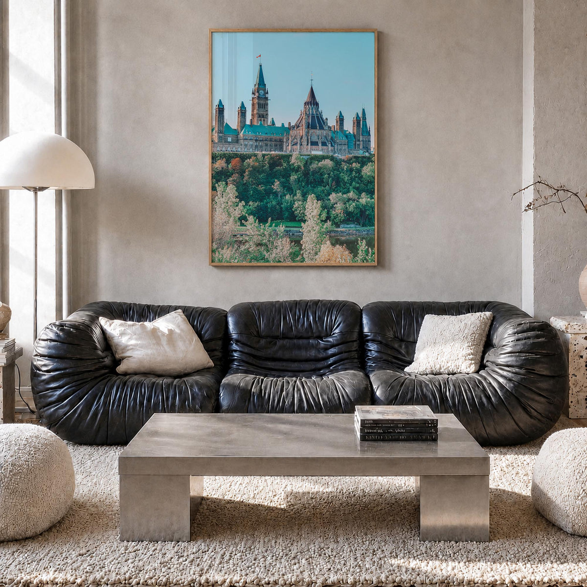 Ottawa no. 1 colorful photo poster of Ontario, Canada – vertical wall art in natural wood frame, hanging on wall