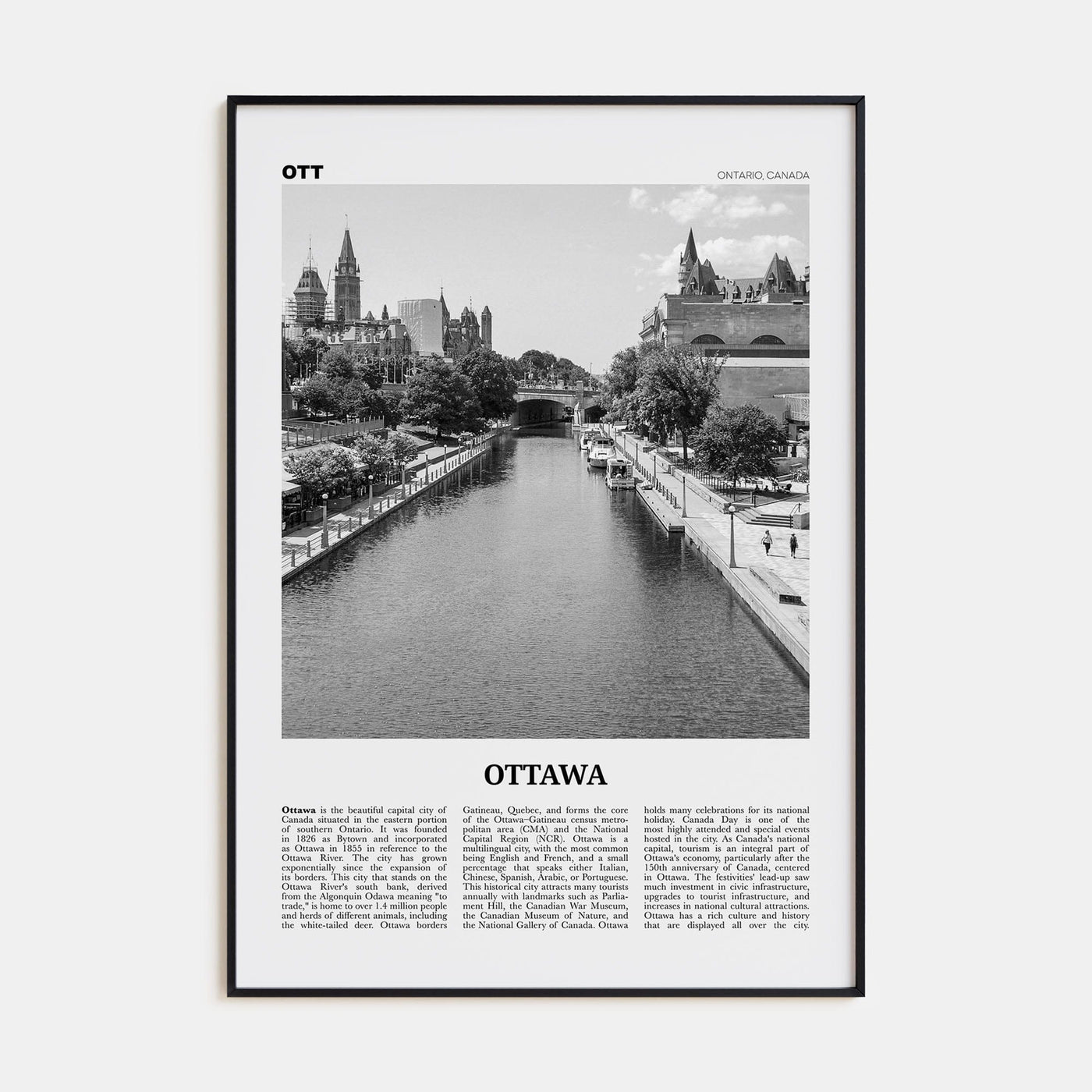 Ottawa No 1 Poster None / 8x12 in Nbourhood Travel B&W Poster