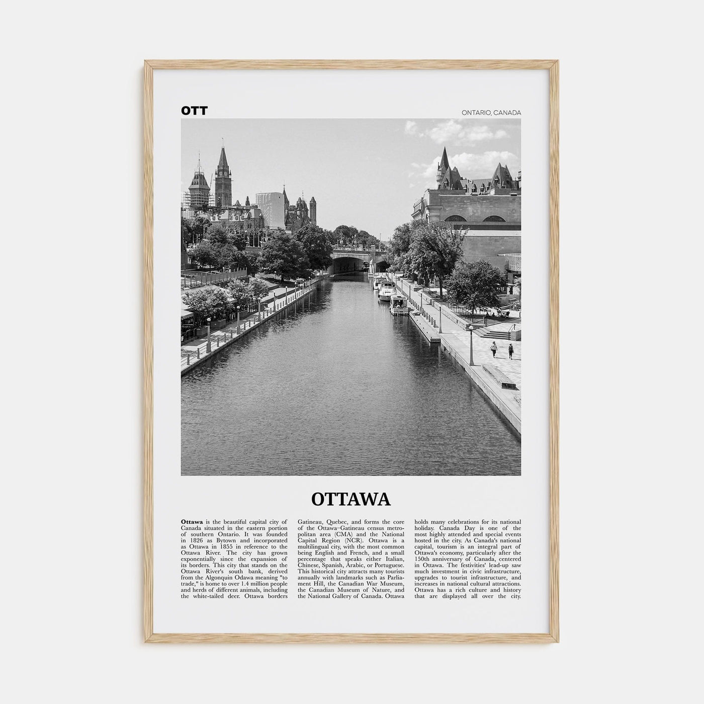 Ottawa No 1 Poster Natural Wood / 8x12 in Nbourhood Travel B&W Poster