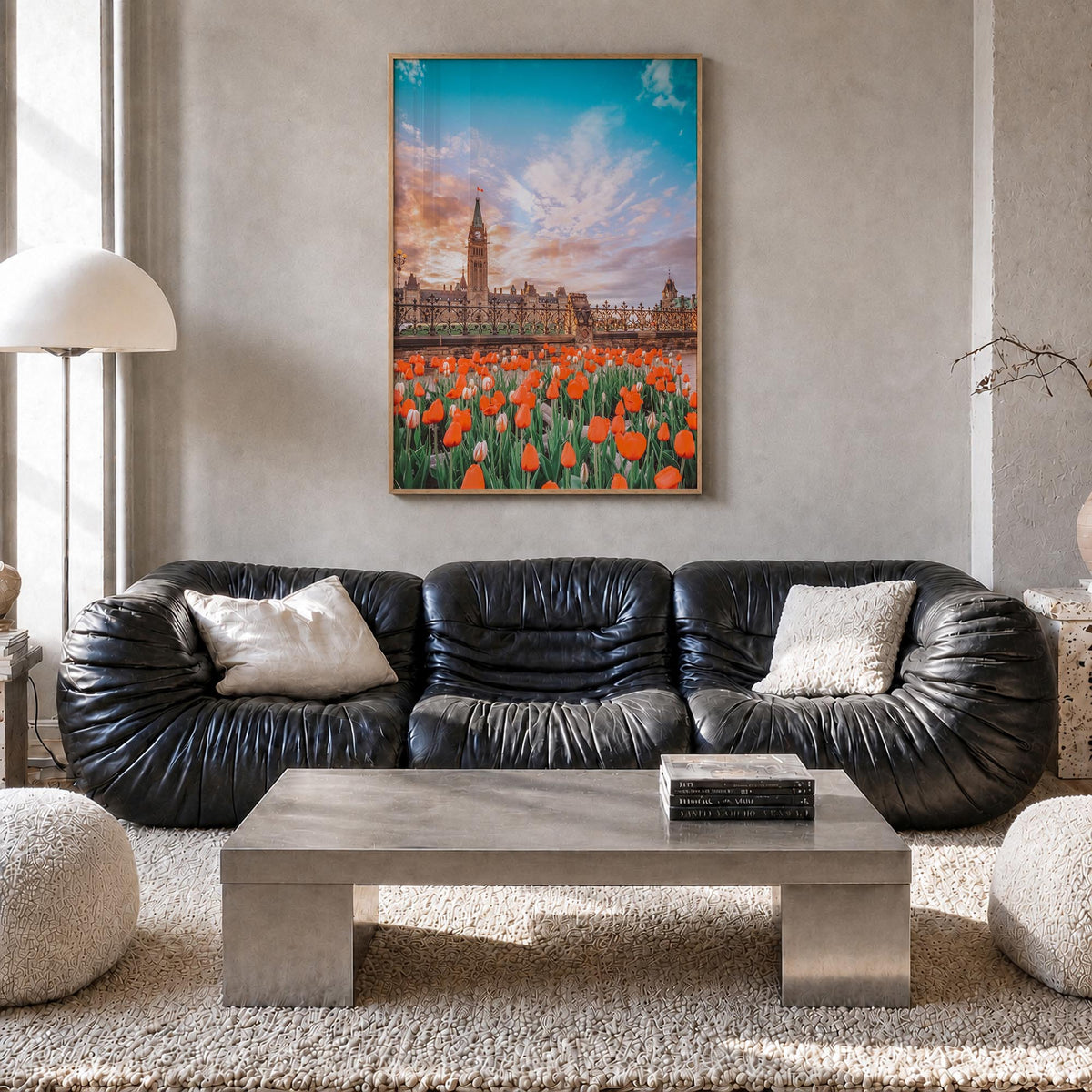 Ottawa no. 2 colorful photo poster of Ontario, Canada – vertical wall art in natural wood frame, hanging on wall