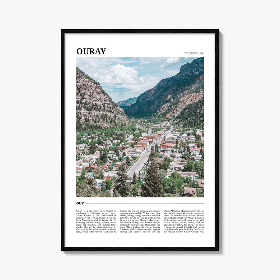 Ouray colorful travel poster of Colorado, USA – vertical wall art, unframed print shown in interior mockup