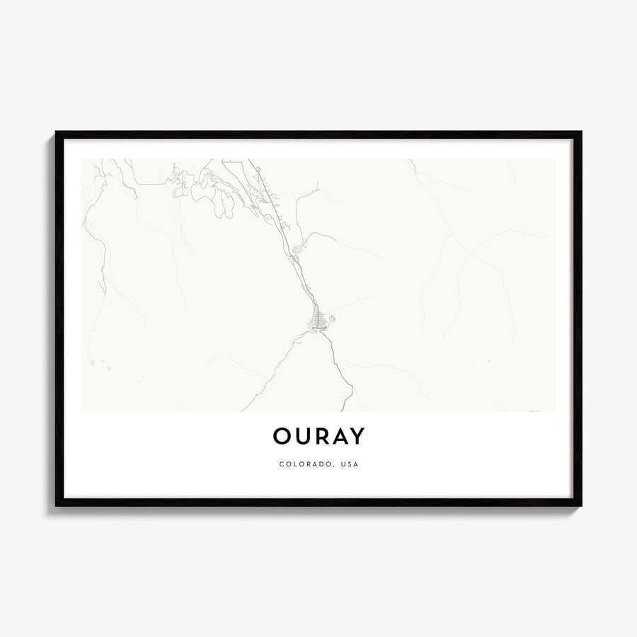 Ouray Map Poster, framed poster mockup