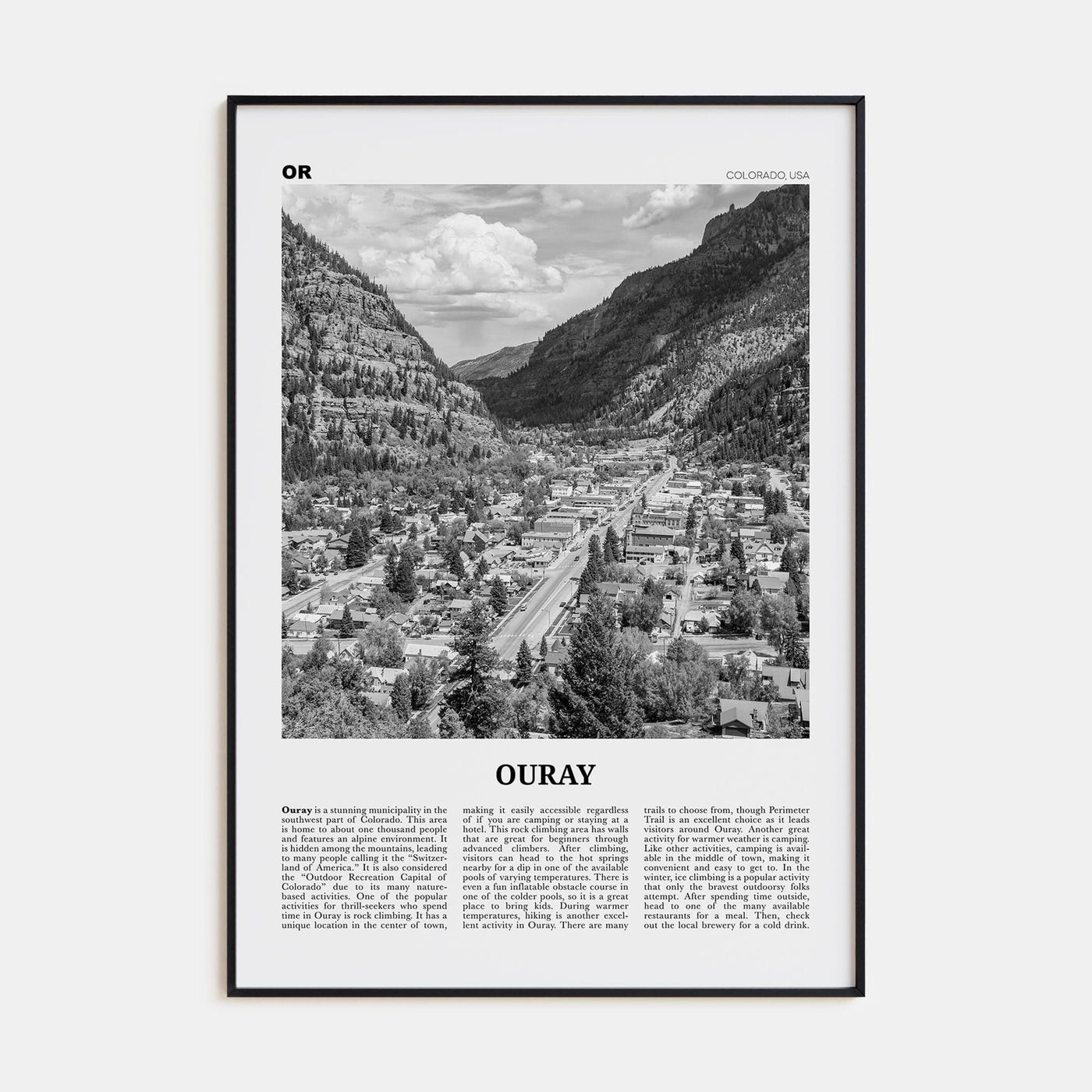 Ouray Poster None / 8x12 in Nbourhood Travel B&W Poster