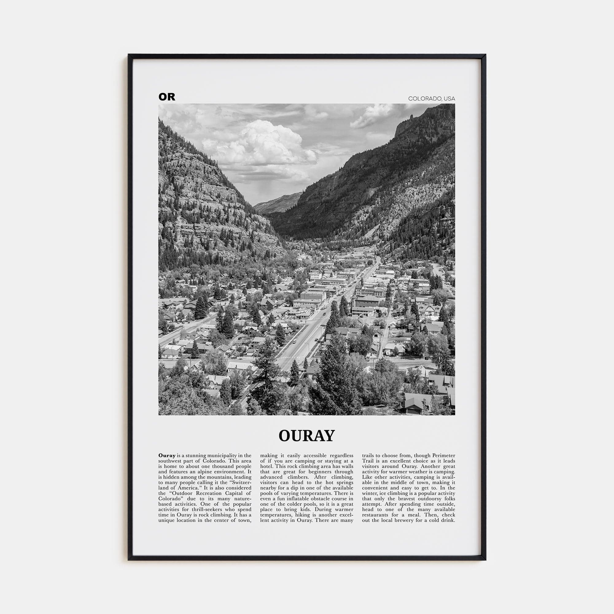 Ouray Poster None / 8x12 in Nbourhood Travel B&W Poster