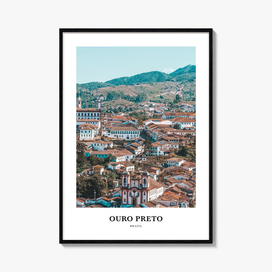 Ouro Preto colorful classic poster of Brazil – vertical wall art, unframed print shown in interior mockup