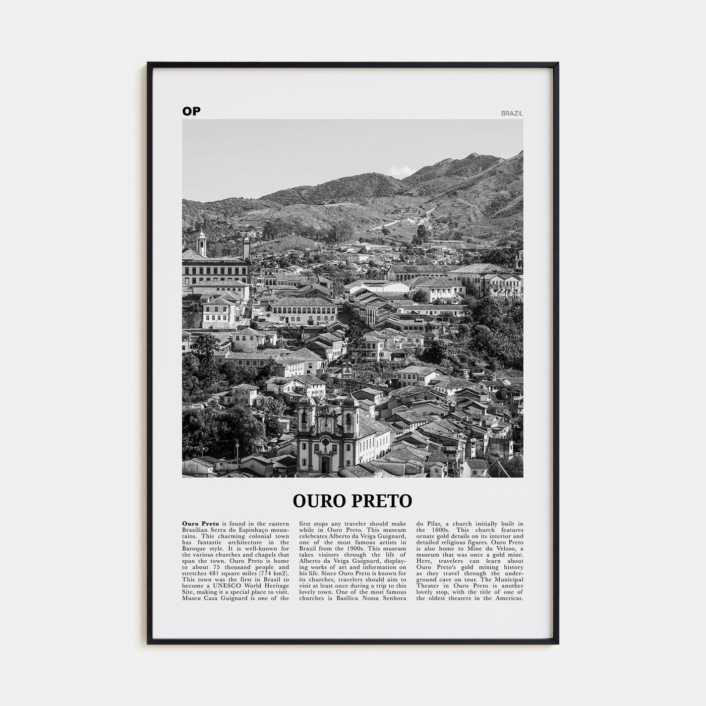 Ouro Preto Poster None / 8x12 in Nbourhood Travel B&W Poster