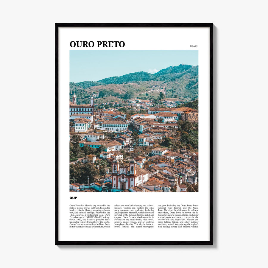 Ouro Preto Travel Poster, framed poster mockup