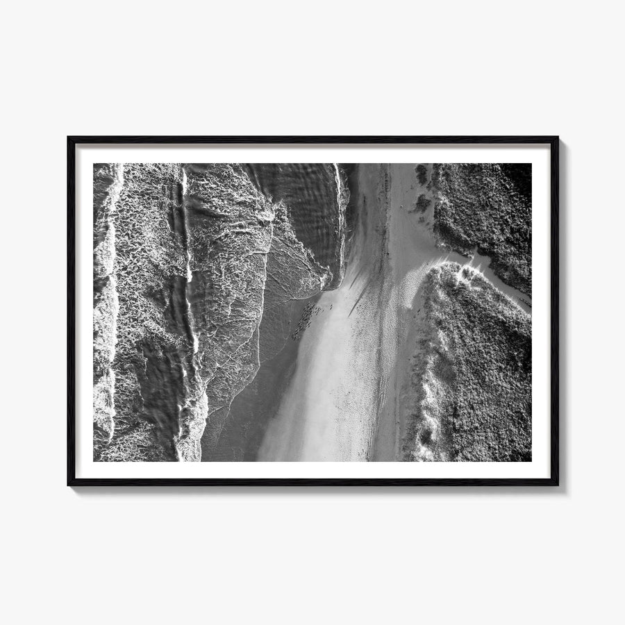 Outer Banks black & white photo poster of North Carolina & Virginia, USA – horizontal wall art, unframed print shown in inter