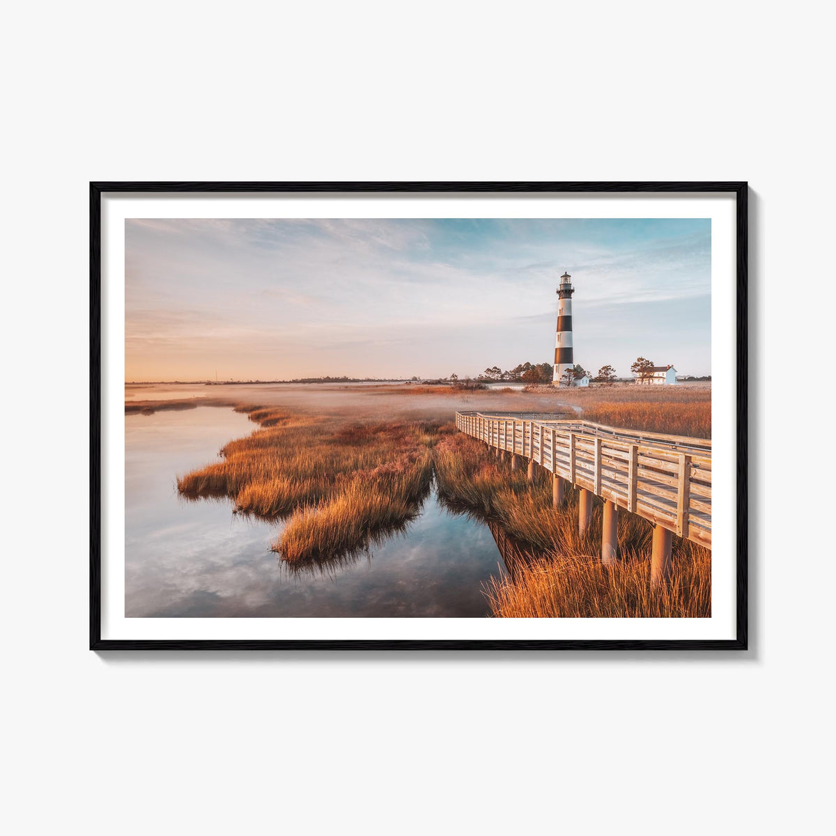 Outer Banks colorful photo poster of North Carolina & Virginia, USA – horizontal wall art, unframed print shown in interior m