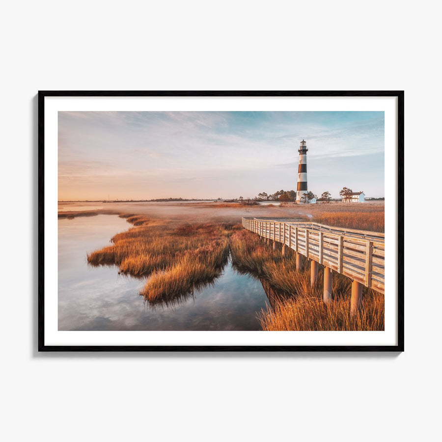 Outer Banks Photo Poster, framed poster mockup, white border