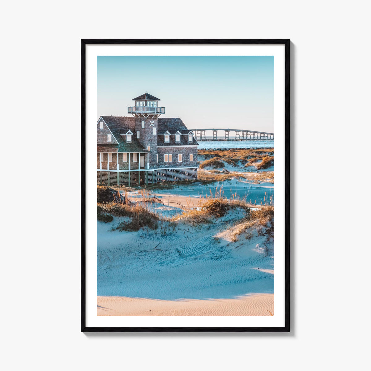 Outer Banks no. 2 colorful photo poster of North Carolina & Virginia, USA – vertical wall art, unframed print shown in interi